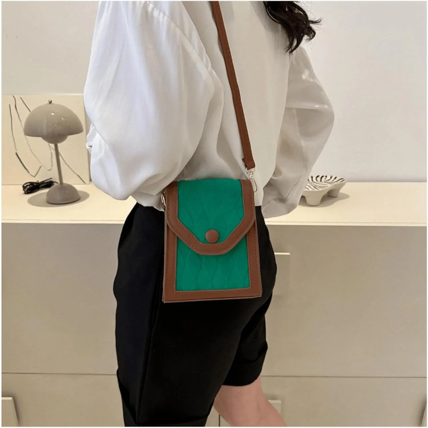 Color-Block Crossbody Bags for Women, PU Cross Body Purses Cute Designer Handbags Shoulder Bag Small Size