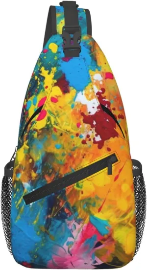 Colorful Abstract Painting Crossbody Bags for Men Women Fashion Sling Backpack Casual Chest Bag Travel Hiking Daypack