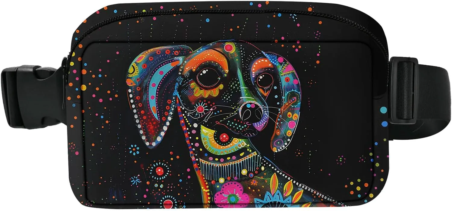 Colorful Dog Fanny Pack for Women Belt Bag Fashion Waist Bags with Adjustable Strap Waist Pack Traveling Waist Pouch Running Hiking Workout