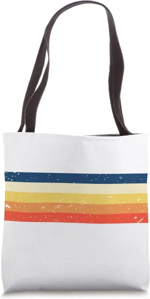Colorful Vintage Striped 60s 70s Style Retro Striped Tote Bag