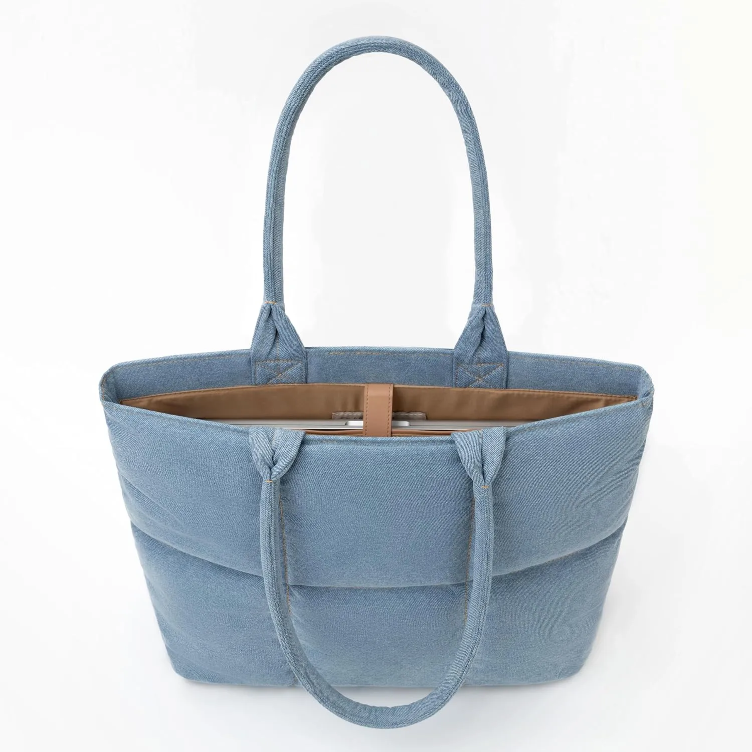 Comfyable Work Tote Bag for Women, Puffer Purse with Laptop Compartment, Large Shoulder Bag for Travel, 15 16 Inch