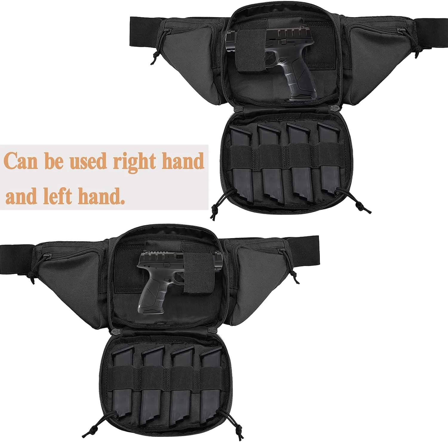 Concealed Carry Pistol Pouch - Tactical Fanny Pack Holster,Waist Gun Bag,Fits Handgun,1911 and More with U.S Patch