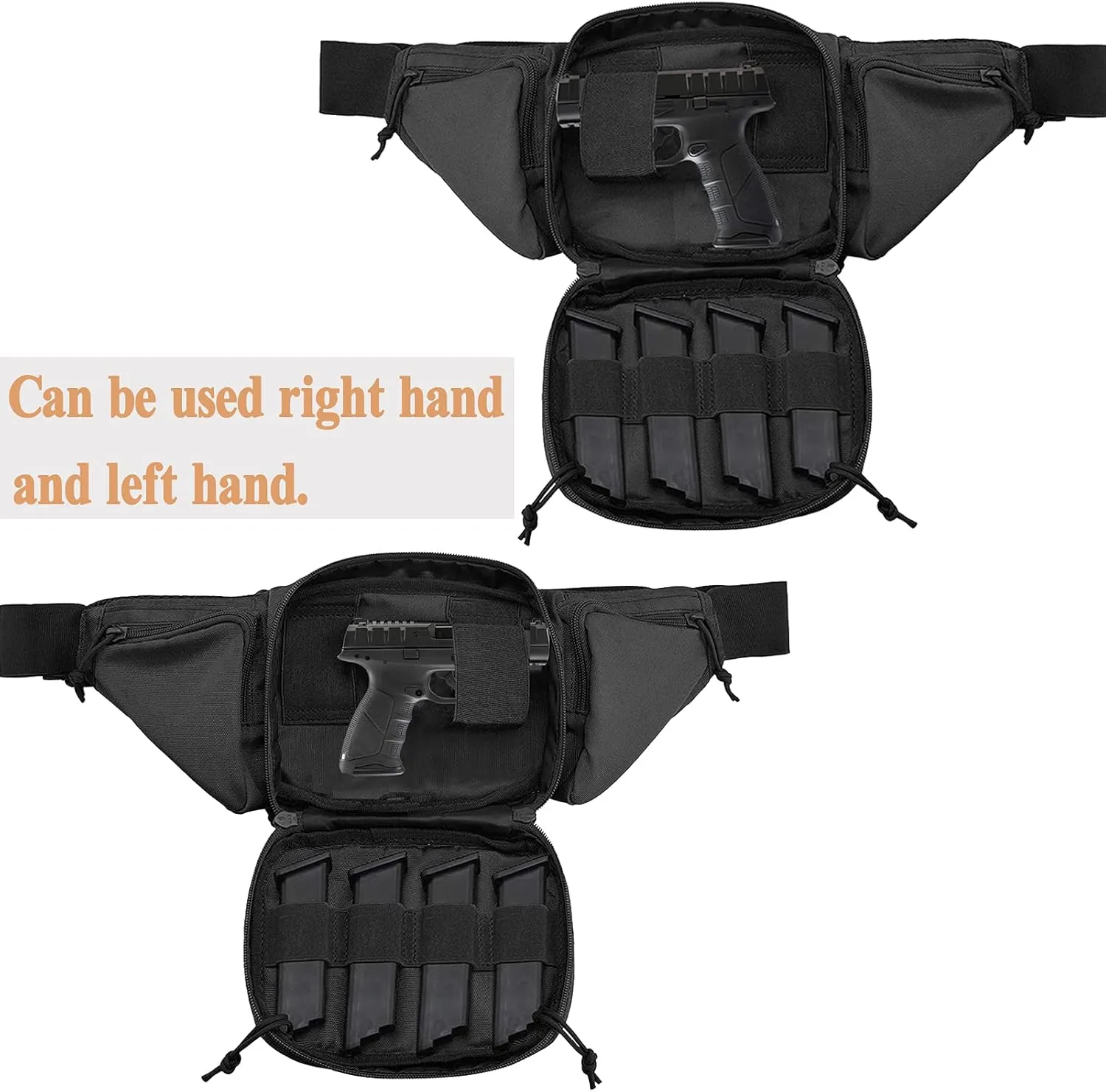 Concealed Carry Pistol Pouch - Tactical Fanny Pack Holster,Waist Gun Bag,Fits Handgun,1911 and More with U.S Patch