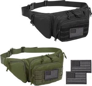 Concealed Carry Pistol Pouch - Tactical Fanny Pack Holster,Waist Gun Bag,Fits Handgun,1911 and More with U.S Patch