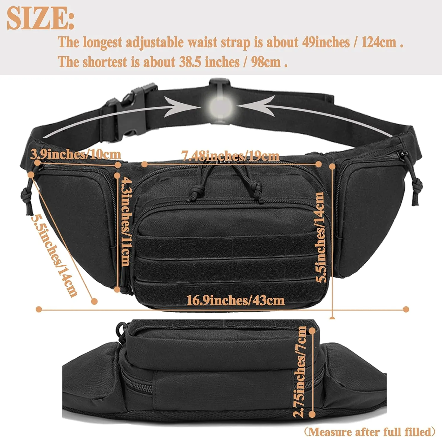 Concealed Carry Pistol Pouch - Tactical Fanny Pack Holster,Waist Gun Bag,Fits Handgun,1911 and More with U.S Patch