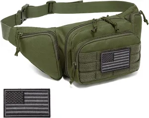 Concealed Carry Pistol Pouch - Tactical Fanny Pack Holster,Waist Gun Bag,Fits Handgun,1911 and More with U.S Patch