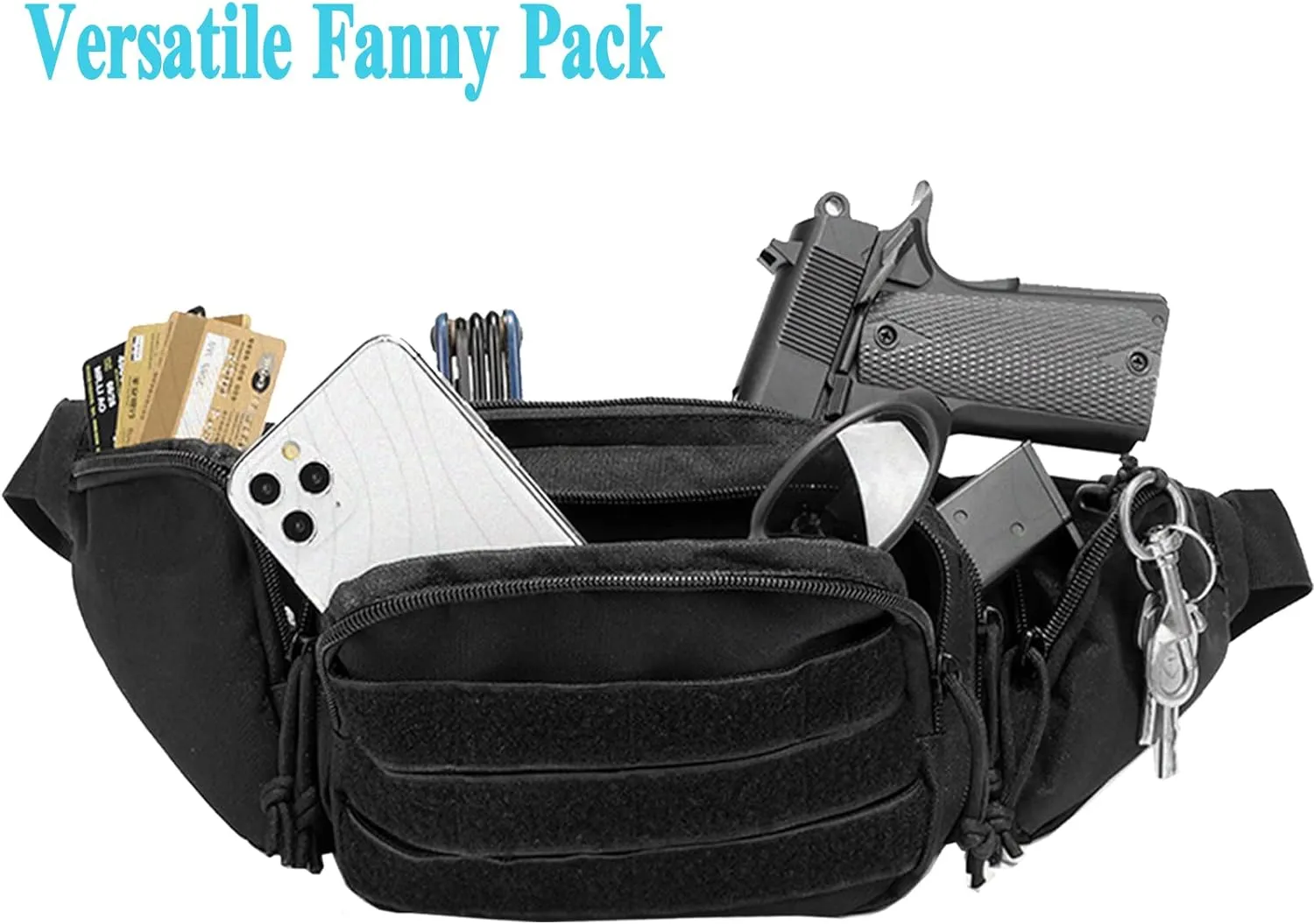 Concealed Pistol Fanny Pack ，Tactical Waist Bag Carry Gun Holster Fits Handgun, 1911 and More with U.S Patch (1 Pack Green)