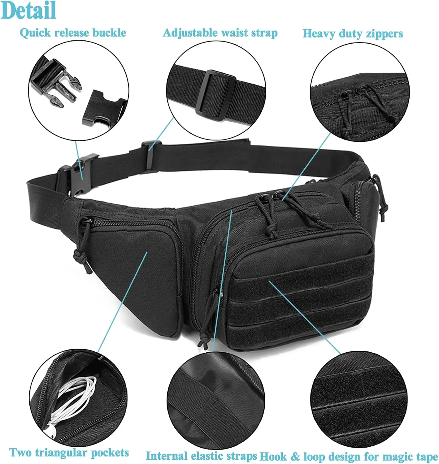 Concealed Pistol Fanny Pack ，Tactical Waist Bag Carry Gun Holster Fits Handgun, 1911 and More with U.S Patch (1 Pack Green)