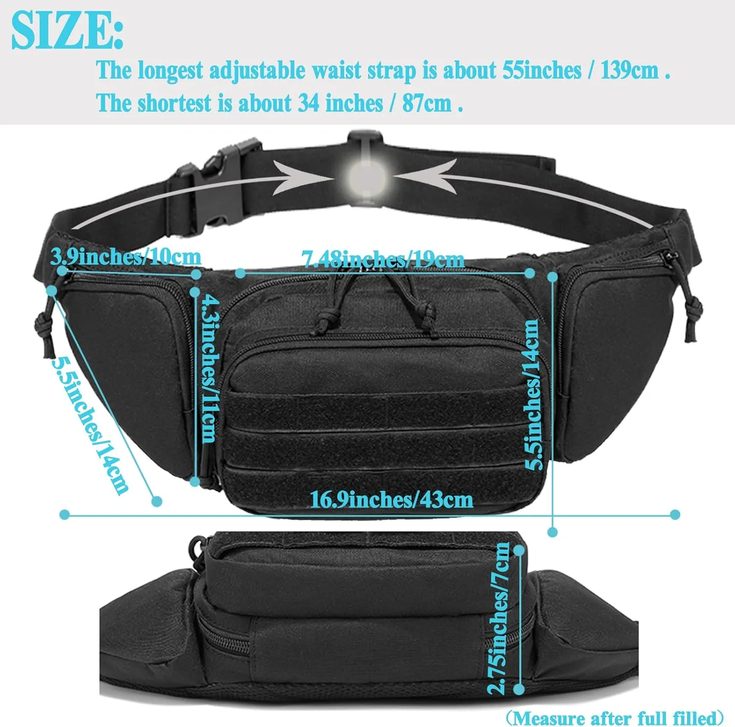 Concealed Pistol Fanny Pack ，Tactical Waist Bag Carry Gun Holster Fits Handgun, 1911 and More with U.S Patch (1 Pack Green)