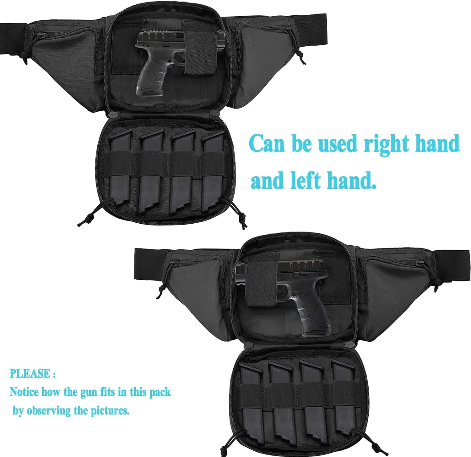 Concealed Pistol Fanny Pack ，Tactical Waist Bag Carry Gun Holster Fits Handgun, 1911 and More with U.S Patch (1 Pack Green)