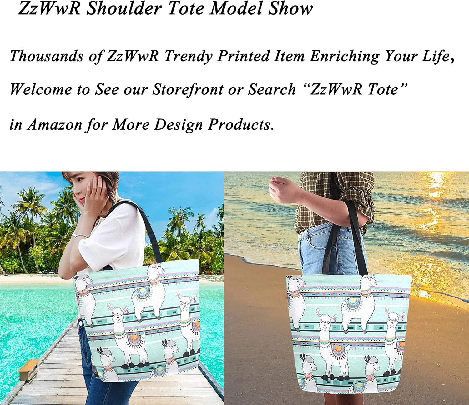 Cool Printed Extra Large Shoulder Tote Bag for Beach Travel Weekender Gym Reusable Grocery Shopping