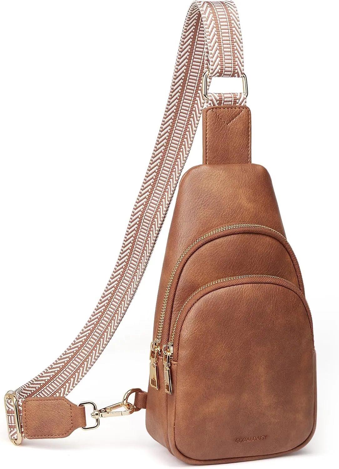 CORALDAISY Crossbody Bags for Women Small Sling Bag Fanny Packs for Women Cross Body Purses Belt Bag for Women Leather Cross Body Bag Chest Bag Gifts, Brown