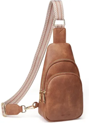 CORALDAISY Crossbody Bags for Women Small Sling Bag Fanny Packs for Women Cross Body Purses Belt Bag for Women Leather Cross Body Bag Chest Bag Gifts, Brown