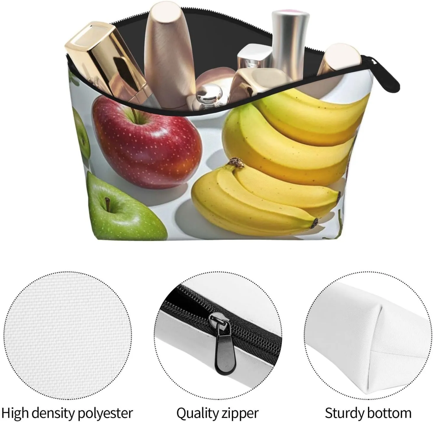 Cosmetic Bag Portable Makeup Bag Fruits Toiletry Bag Large Capacity Zipper Pouch Waterproof Toiletry Pouch Makeup Organizer Case for Women Men