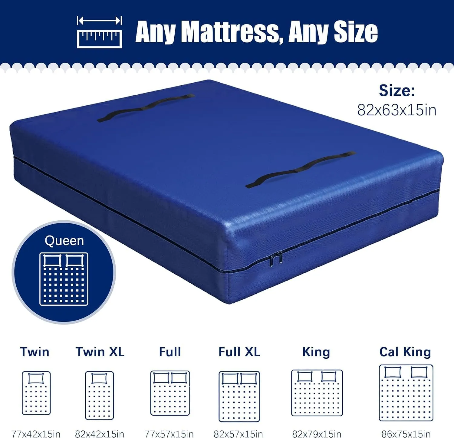 Cosy Family Mattress Bags for Moving with 8 Handles - 170GSM Extra-Thick Mattress Bag for Moving Supplies - Reusable Mattress Cover Protector Storage with Zipper, Blue, Queen-(Pack of 2)