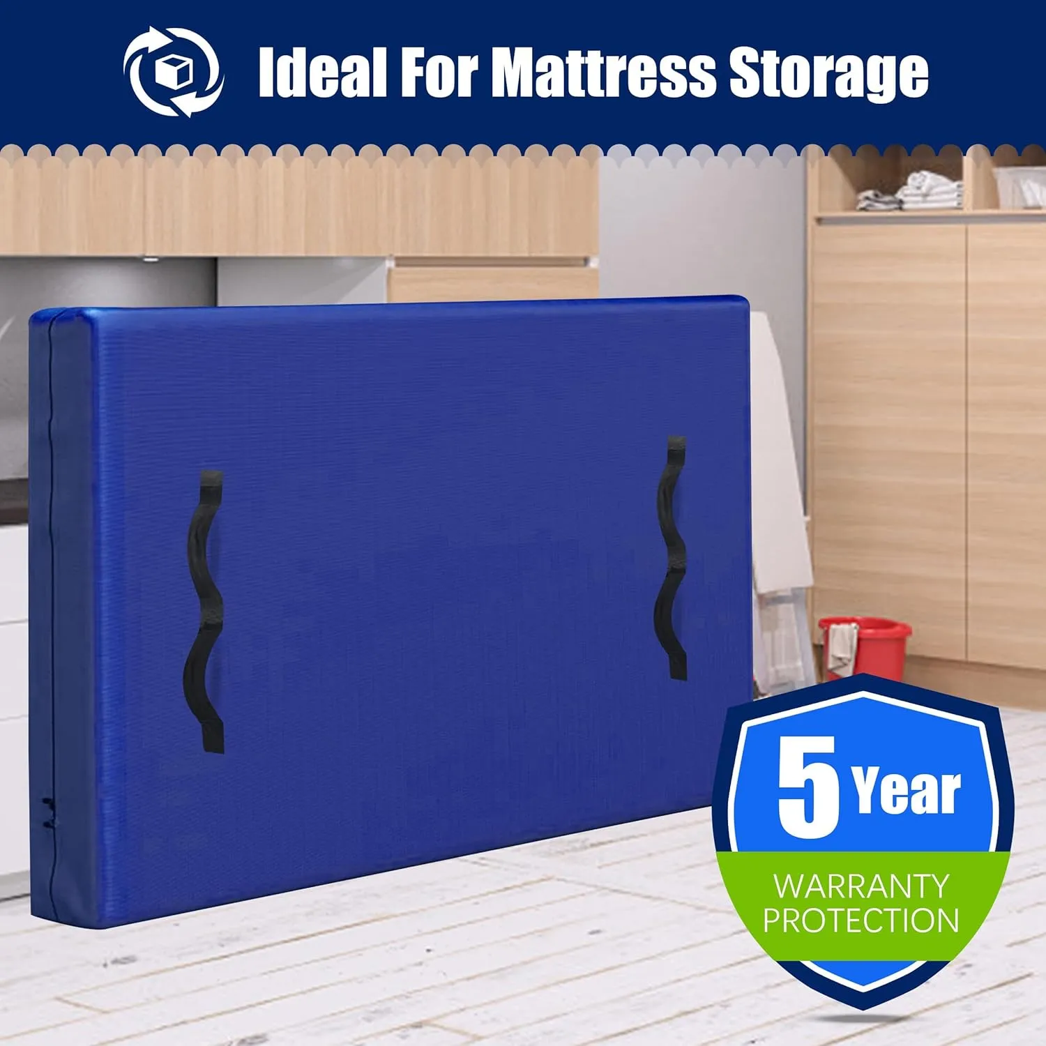 Cosy Family Mattress Bags for Moving with 8 Handles - 170GSM Extra-Thick Mattress Bag for Moving Supplies - Reusable Mattress Cover Protector Storage with Zipper, Blue, Queen-(Pack of 2)