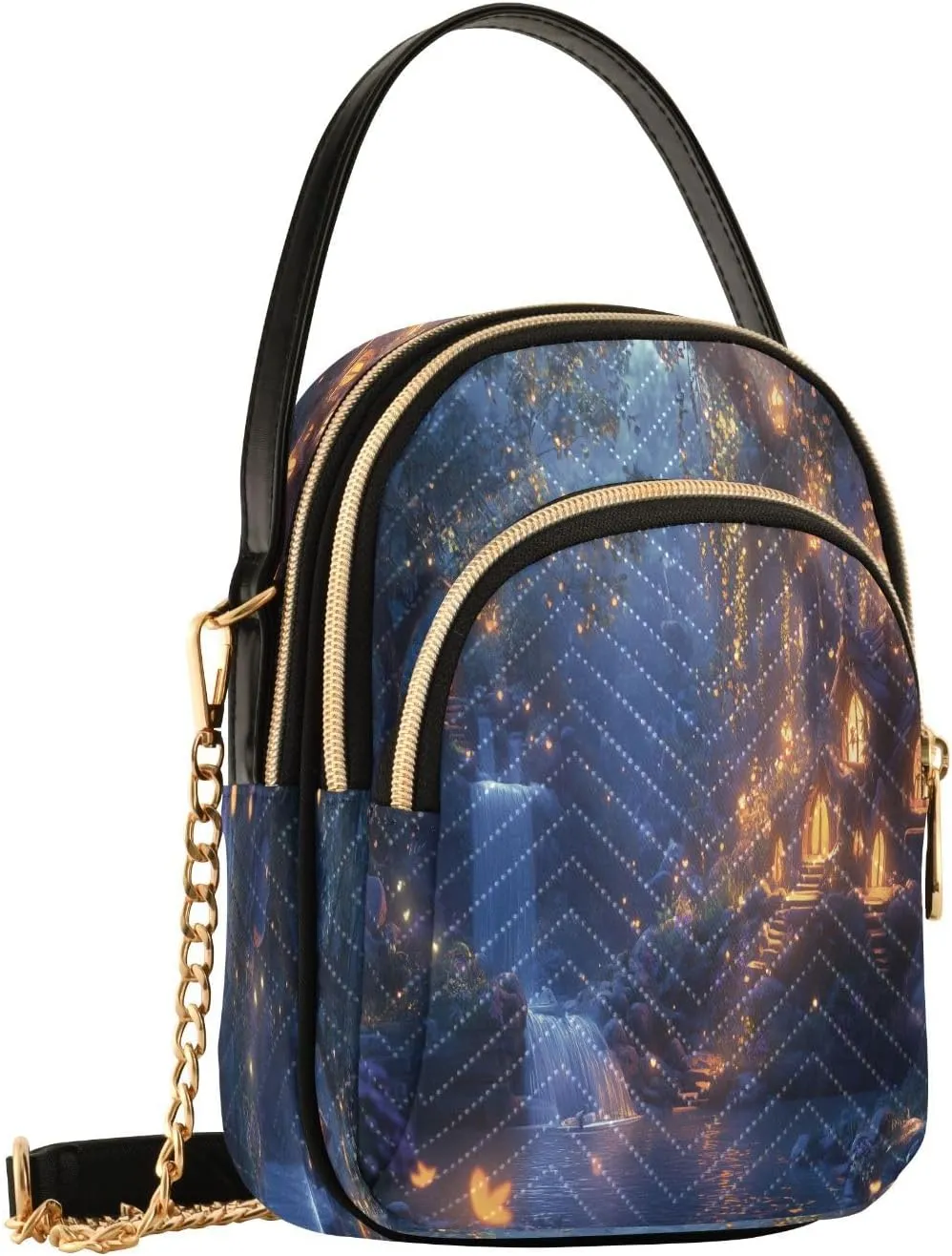 Cottage Waterfall Crossbody Bags for Women Fanny Pack Hand Travel Small Sling Cross Body Bag Phone Purse with Strap