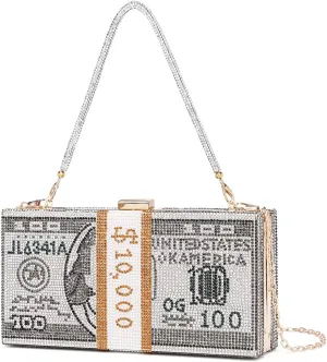 Covelin Dollar Clutch Purse for Women from, Rhinestone Evening Handbag Money Bag