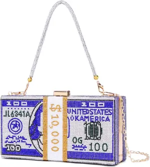 Covelin Dollar Clutch Purse for Women from, Rhinestone Evening Handbag Money Bag
