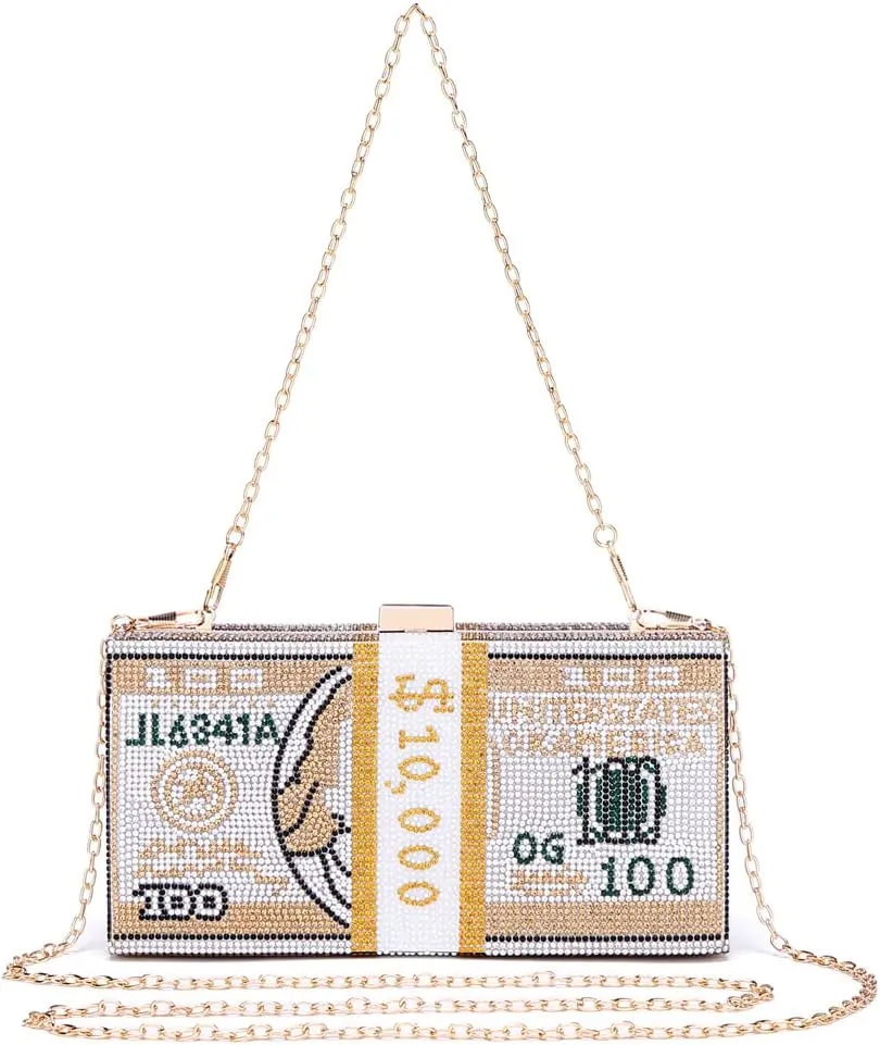 Covelin Dollar Clutch Purse for Women from, Rhinestone Evening Handbag Money Bag