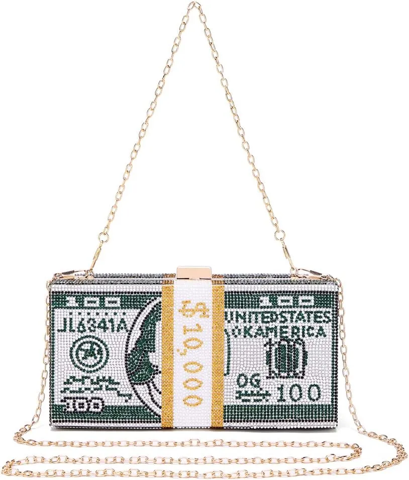 Covelin Dollar Clutch Purse for Women from, Rhinestone Evening Handbag Money Bag