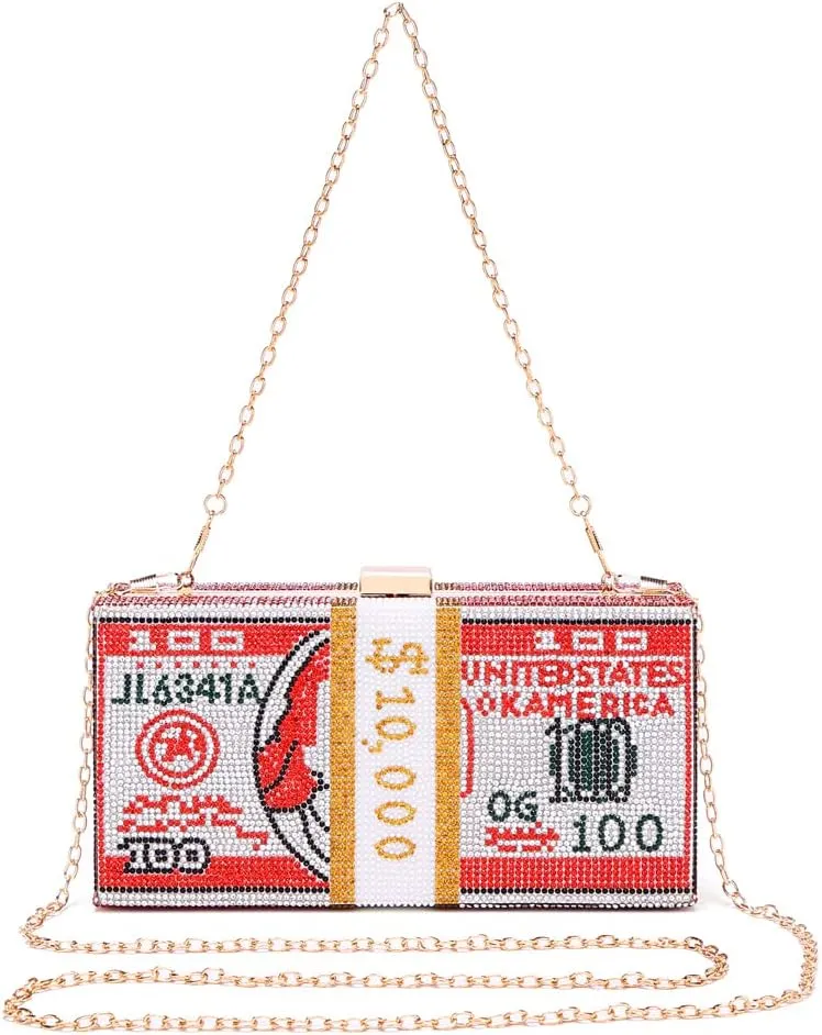 Covelin Dollar Clutch Purse for Women from, Rhinestone Evening Handbag Money Bag