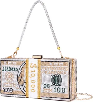 Covelin Dollar Clutch Purse for Women from, Rhinestone Evening Handbag Money Bag