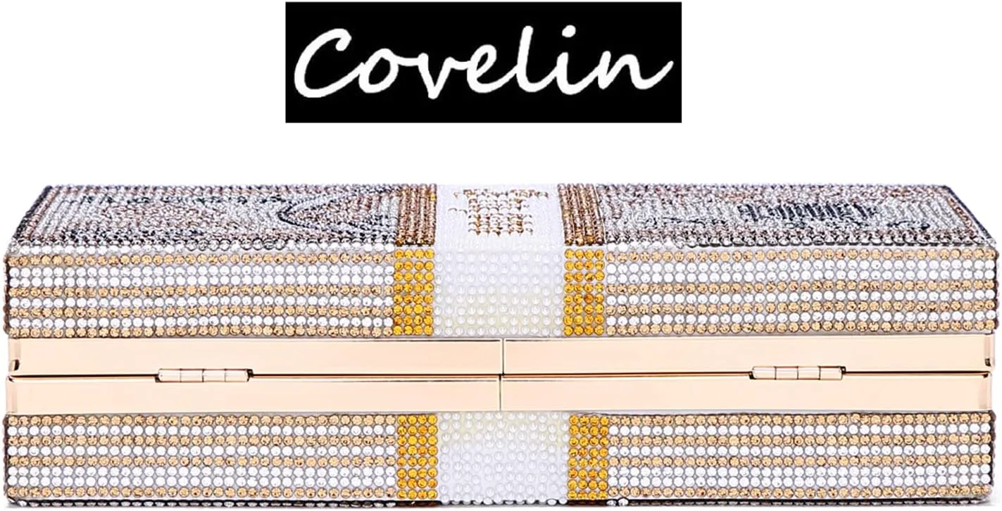 Covelin Dollar Clutch Purse for Women from, Rhinestone Evening Handbag Money Bag
