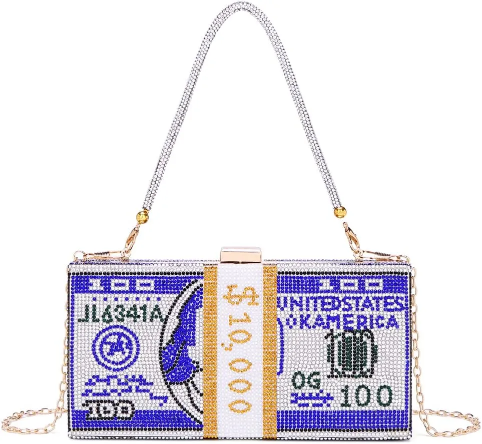 Covelin Dollar Clutch Purse for Women from, Rhinestone Evening Handbag Money Bag