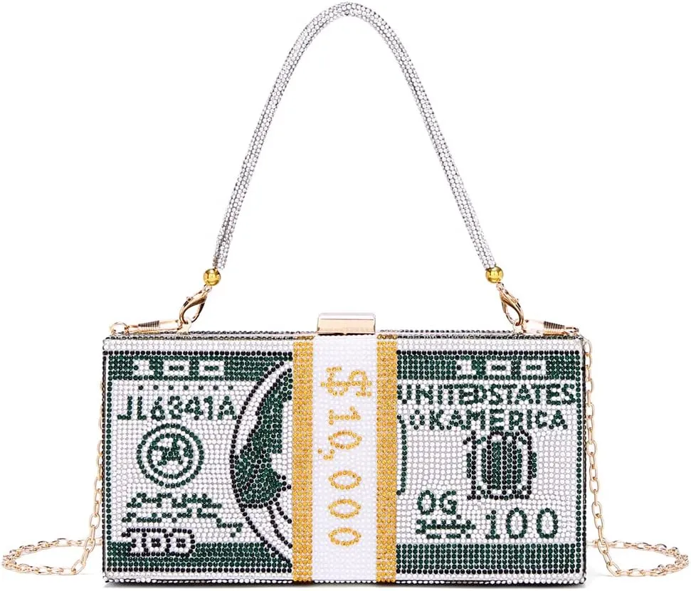 Covelin Dollar Clutch Purse for Women from, Rhinestone Evening Handbag Money Bag