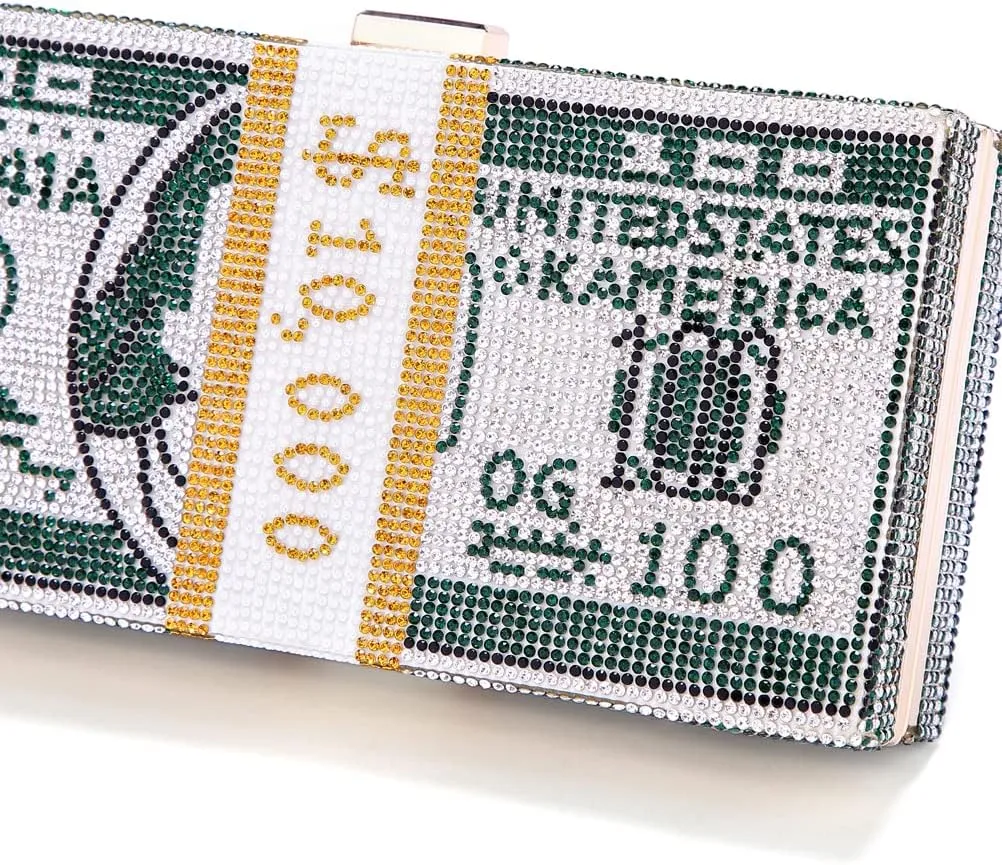 Covelin Dollar Clutch Purse for Women from, Rhinestone Evening Handbag Money Bag