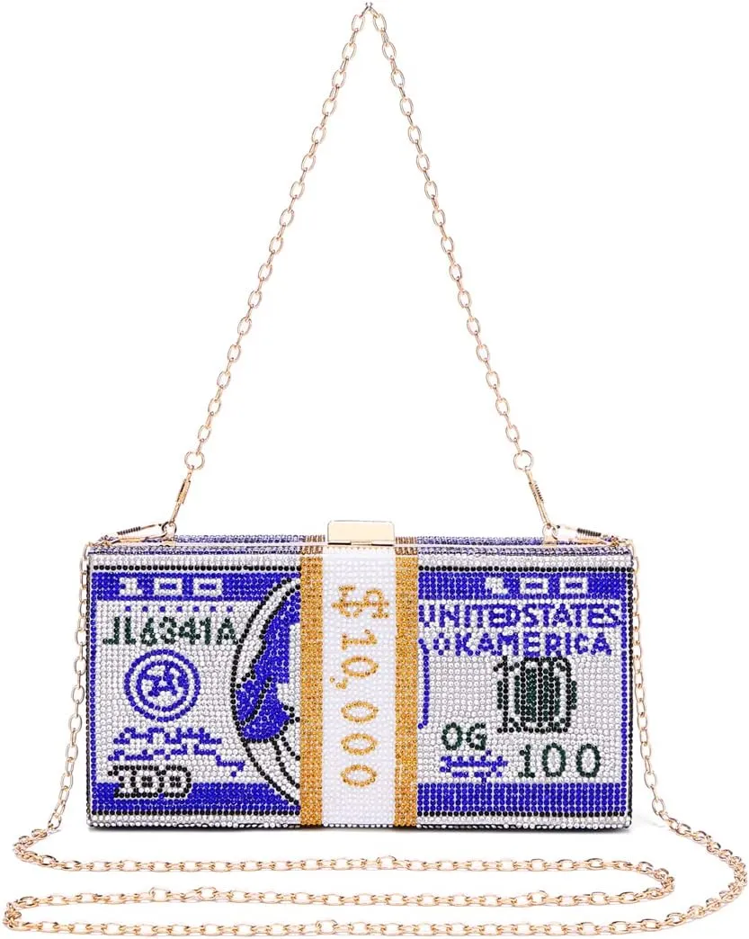 Covelin Dollar Clutch Purse for Women from, Rhinestone Evening Handbag Money Bag