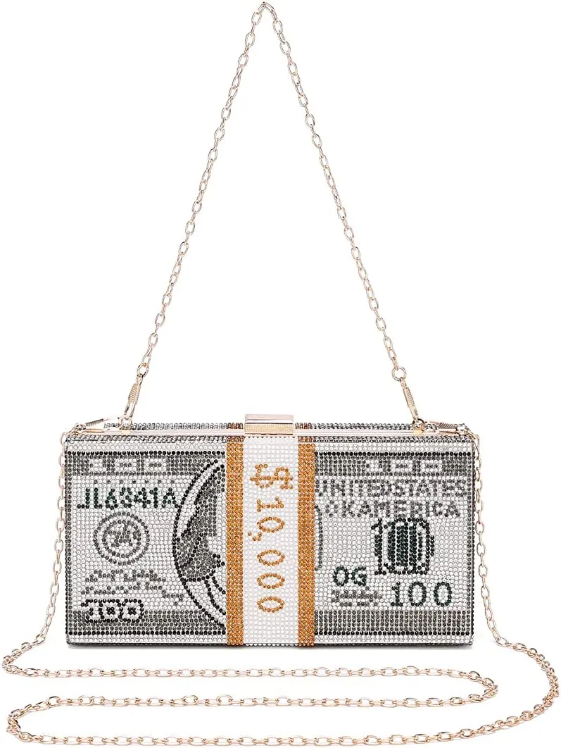 Covelin Dollar Clutch Purse for Women from, Rhinestone Evening Handbag Money Bag