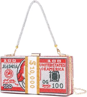 Covelin Dollar Clutch Purse for Women from, Rhinestone Evening Handbag Money Bag
