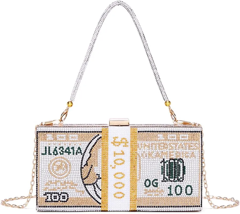 Covelin Dollar Clutch Purse for Women from, Rhinestone Evening Handbag Money Bag