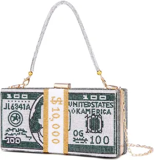 Covelin Dollar Clutch Purse for Women from, Rhinestone Evening Handbag Money Bag