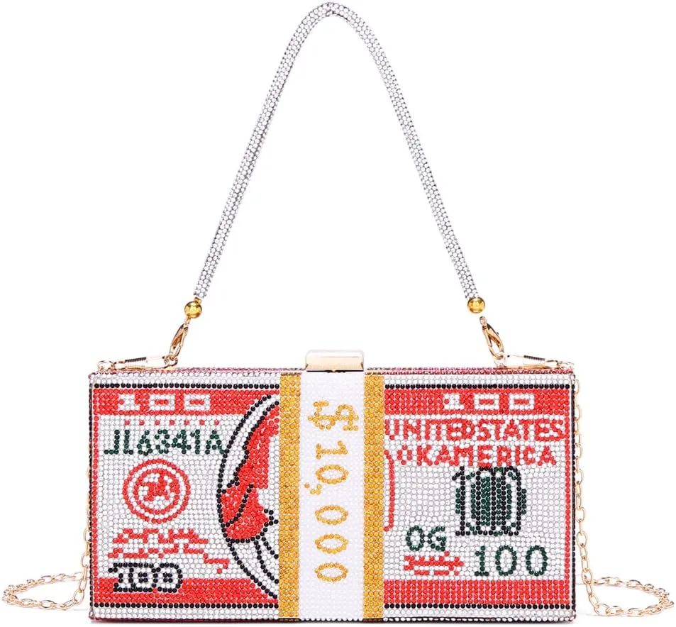 Covelin Dollar Clutch Purse for Women from, Rhinestone Evening Handbag Money Bag