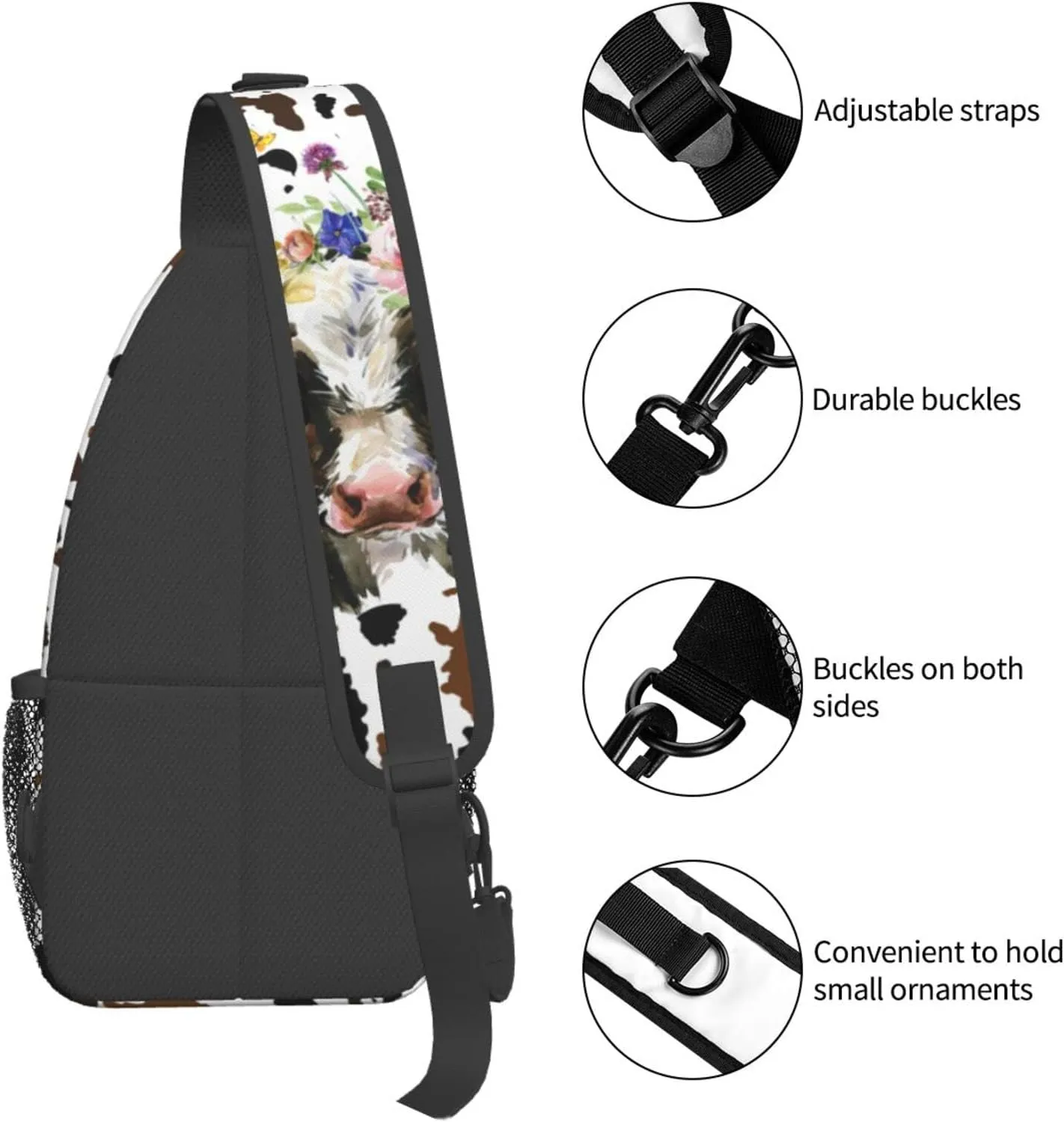 Cow Print Sling Bag Crossbody Backpack Hiking Travel Daypack Chest Bag Lightweight Shoulder Bag For Women Men