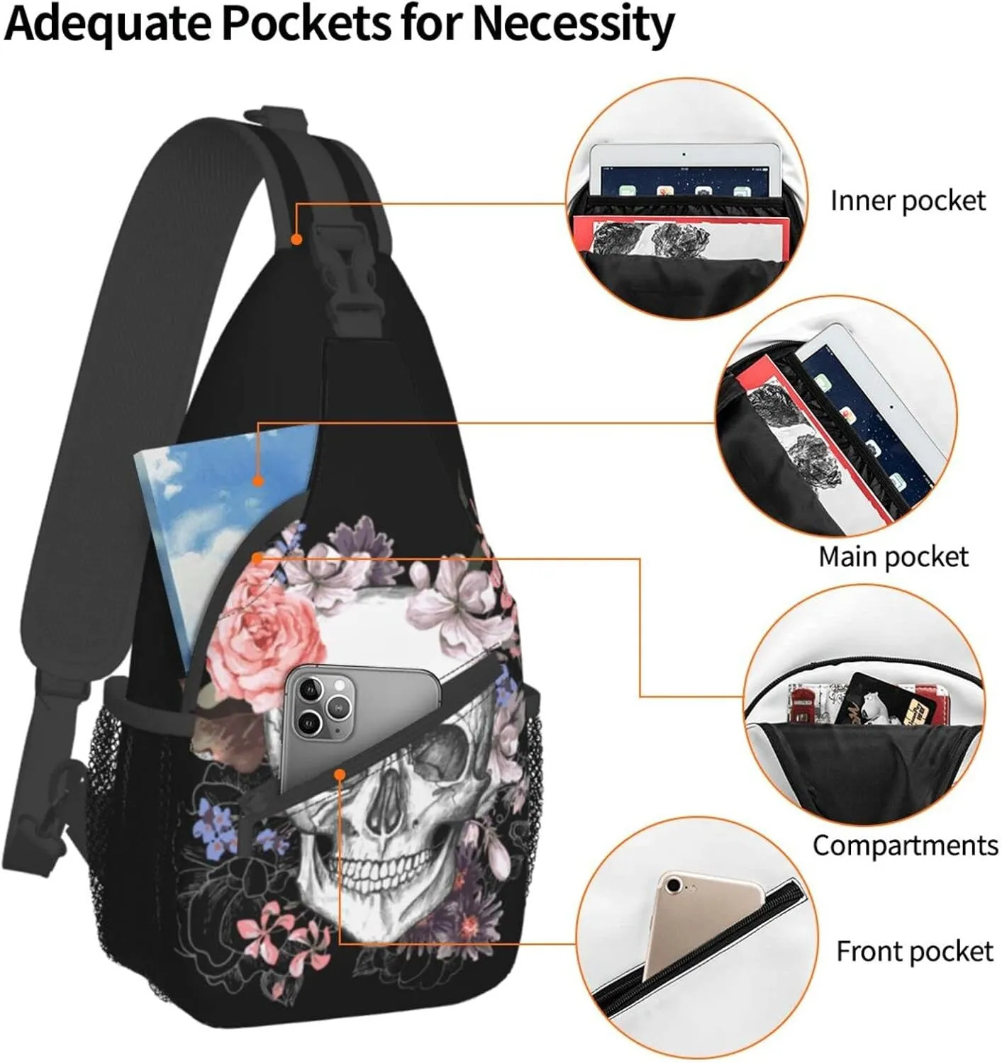 Cow Print Sling Bag Crossbody Sling Backpack Travel Hiking Daypack Chest Bags Shoulder Bag For Women Men