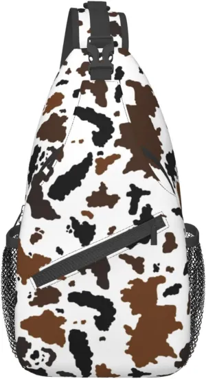 Cow Print Sling Bag Crossbody Sling Backpack Travel Hiking Daypack Chest Bags Shoulder Bag For Women Men