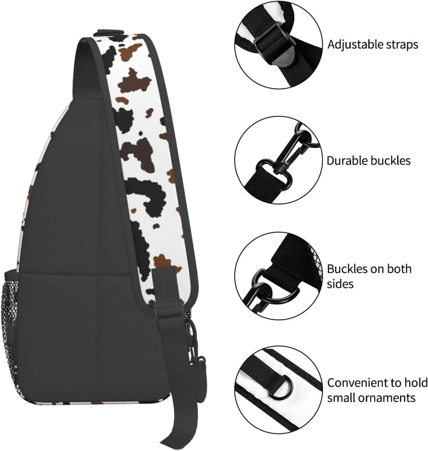 Cow Print Sling Bag Crossbody Sling Backpack Travel Hiking Daypack Chest Bags Shoulder Bag For Women Men