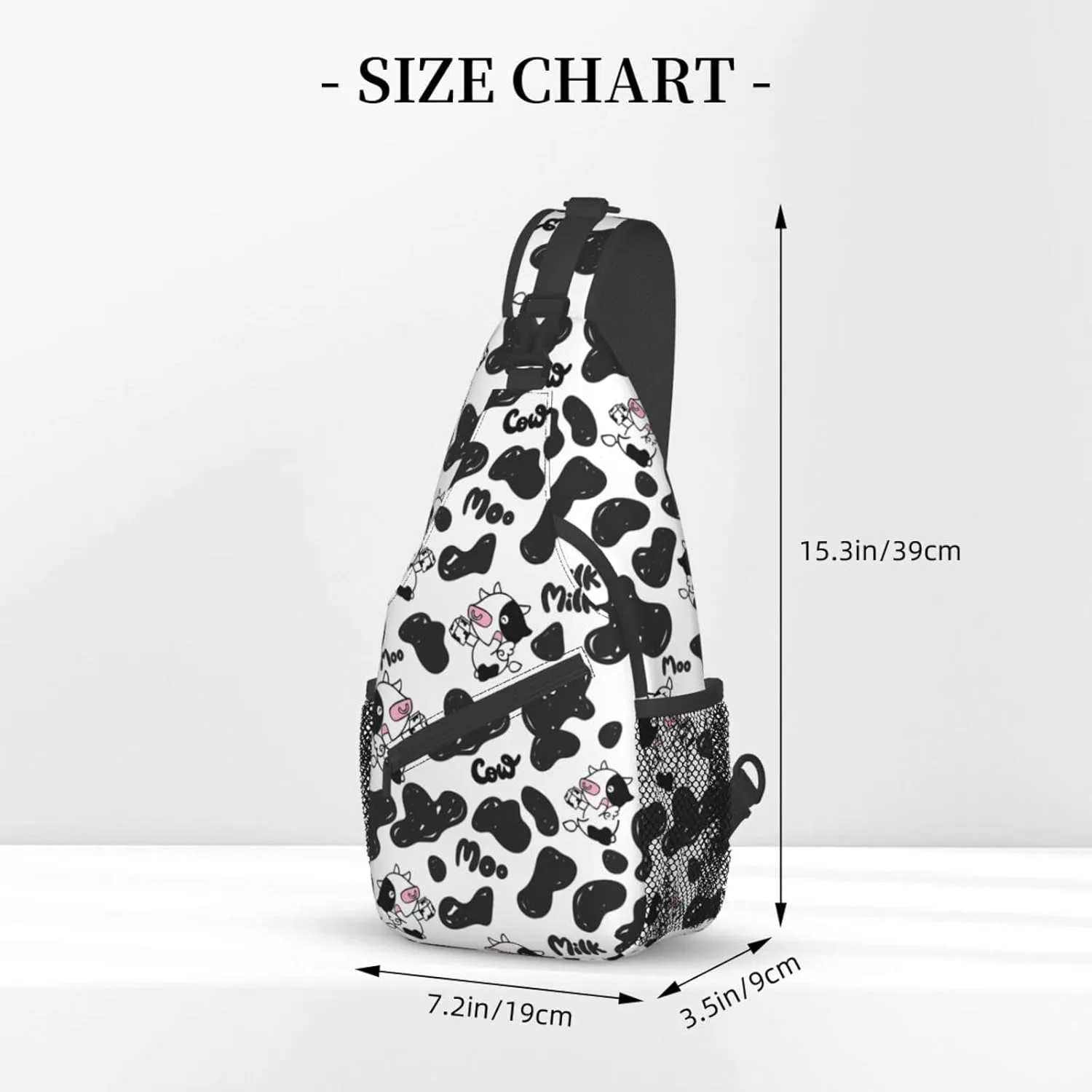 Cow Print White Sling Bag Crossbody Backpack Hiking Travel Daypack Chest Bag Lightweight Shoulder Bag For Women Men