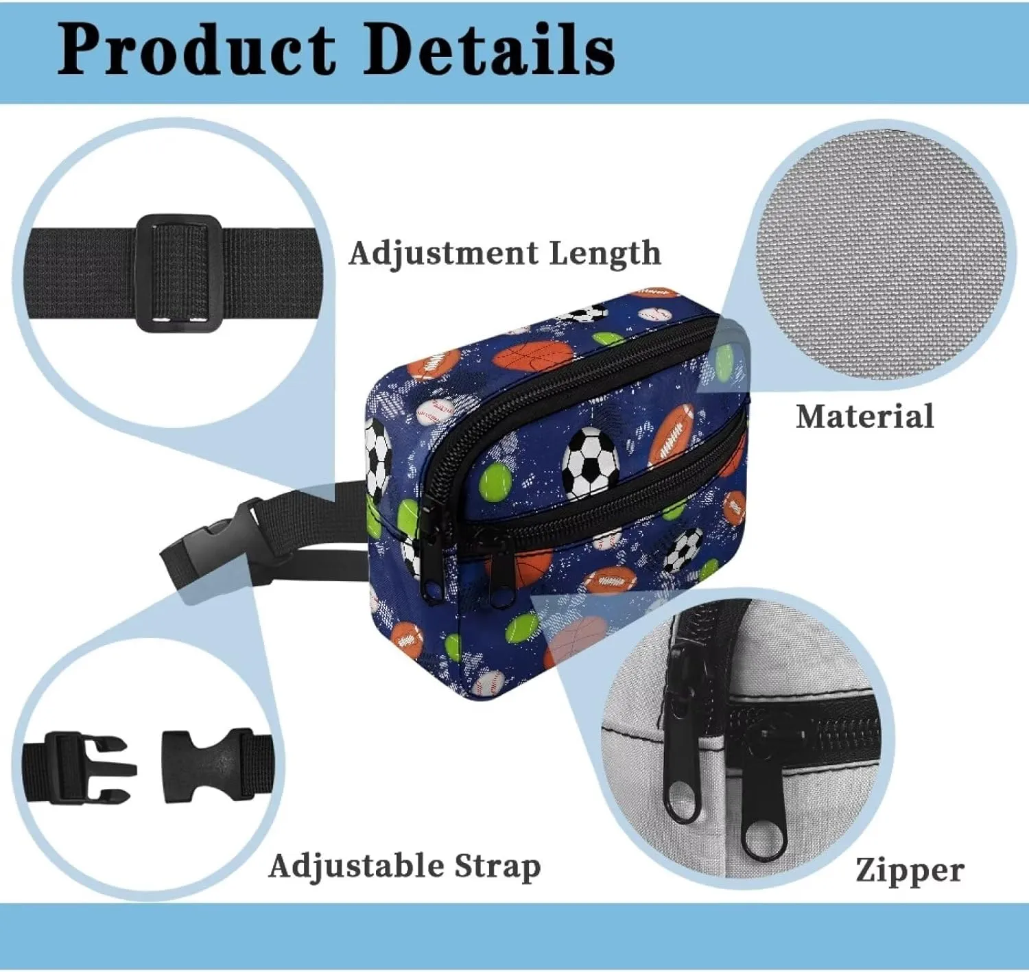 Cozeyat Ball Game Kids Fanny Pack for Toddler Boys Small Belt Bag Crossbody Sling Bag Waist Pack for Runing Hiking Camping Traveling