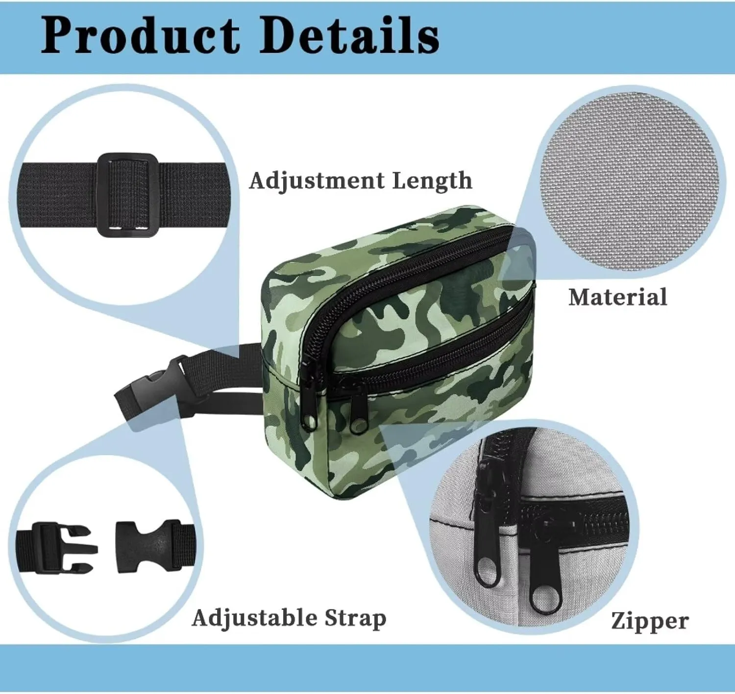 Cozeyat Green Camo Kids Fanny Pack Boys Fanny Pack for Kids 4-6 6-9 Toddler Stuff Purse Pouch Boy 2-4 age 3-5 Children Waist Pack Kids Belt Bag Crossbody Sling Bad for Little Boys Hip Pack 6-8