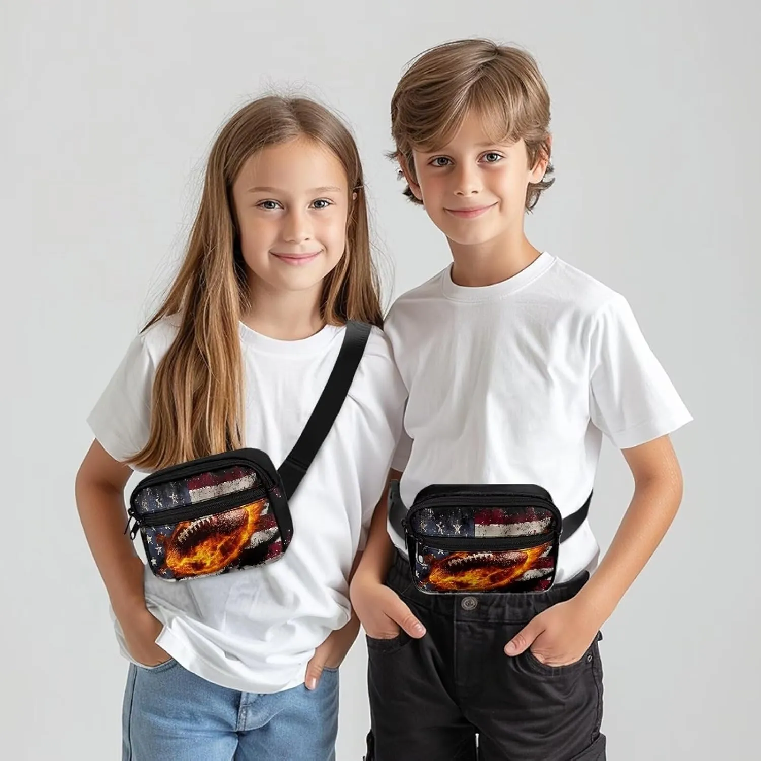 Cozeyat Kids Fanny Pack Boys Football Small Belt Bag Crossbody Sling Bag Waist Pack for Runing Hiking Camping Traveling