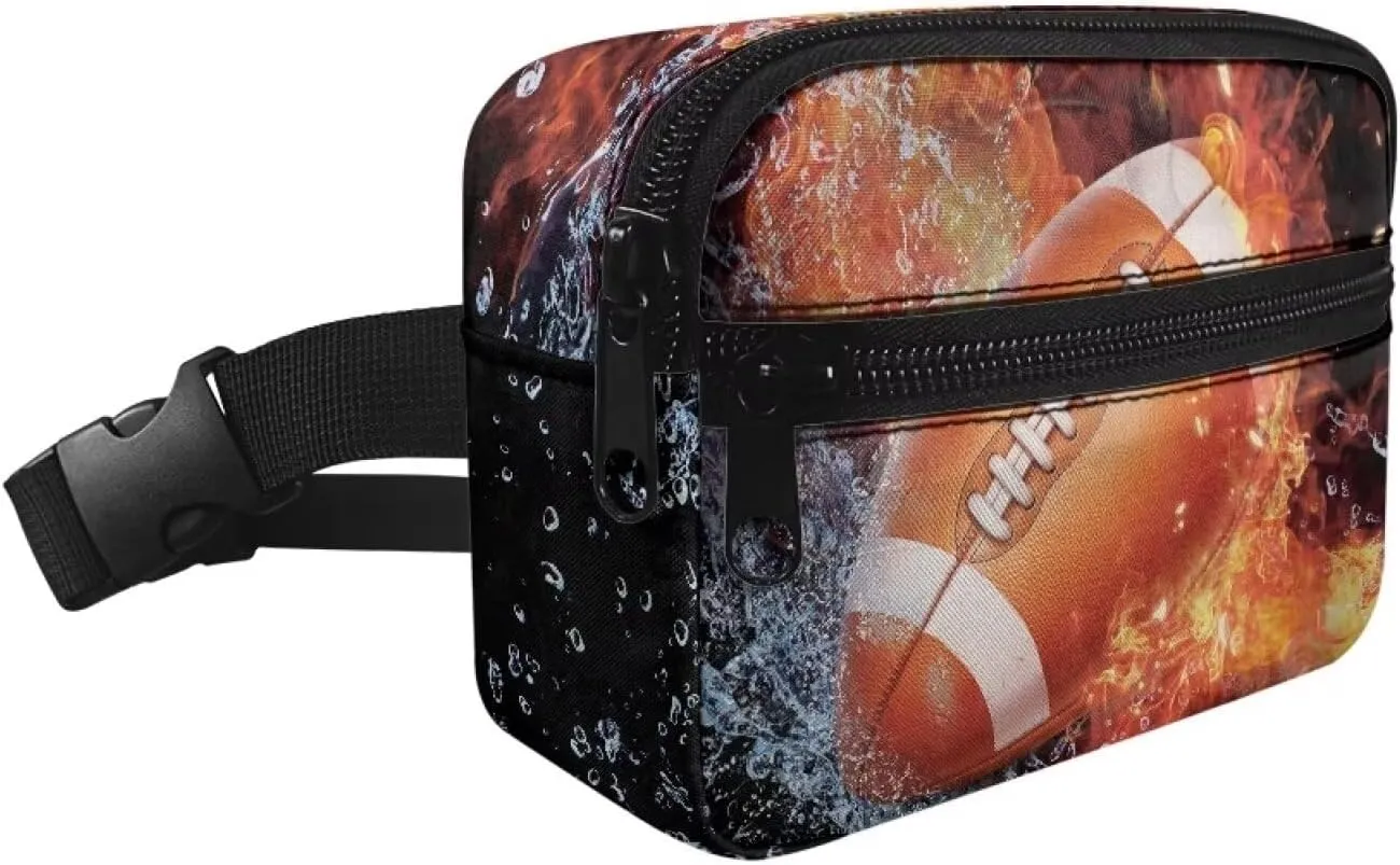 Cozeyat Water Fire Football Kids Fanny Pack for Toddler Boys 4-6 Small Belt Bag Crossbody Sling Bag Waist Pack for Runing Hiking Camping Traveling