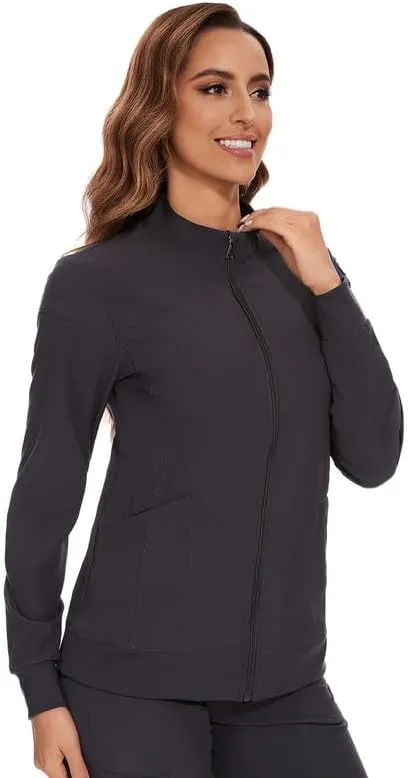 COZYFIT Scrub Jackets for Woman, Zip Front Nurse Jacket, 4-Way Stretch Fabric
