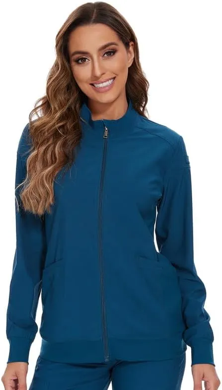 COZYFIT Scrub Jackets for Woman, Zip Front Nurse Jacket, 4-Way Stretch Fabric