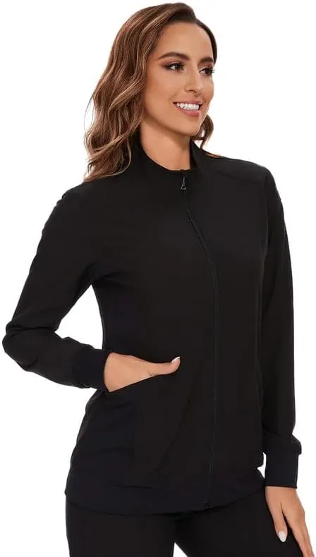COZYFIT Scrub Jackets for Woman, Zip Front Nurse Jacket, 4-Way Stretch Fabric