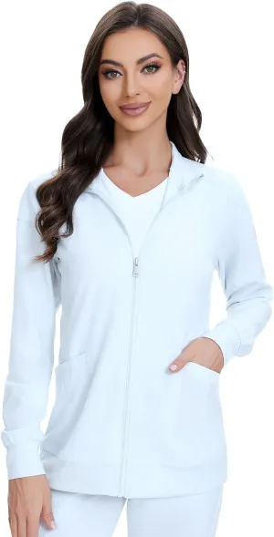 COZYFIT Scrub Jackets for Woman, Zip Front Nurse Jacket, 4-Way Stretch Fabric